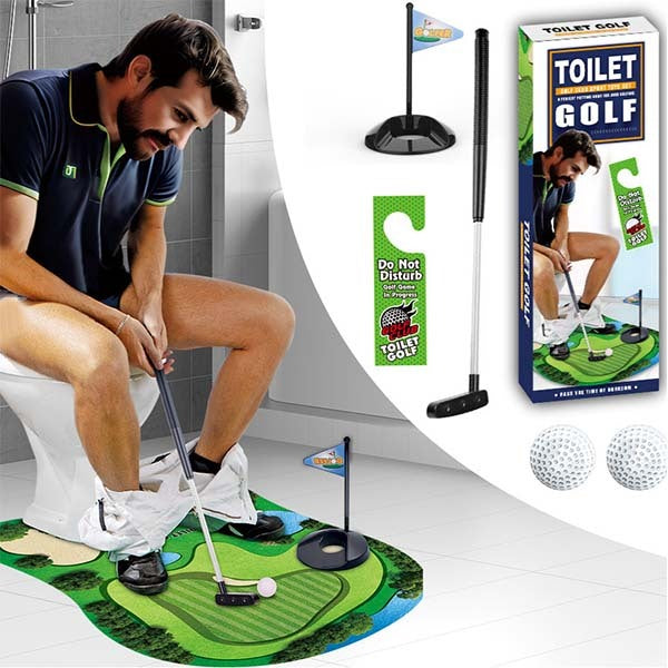 Leaper toilet mini golf set with mat and putter, UK version