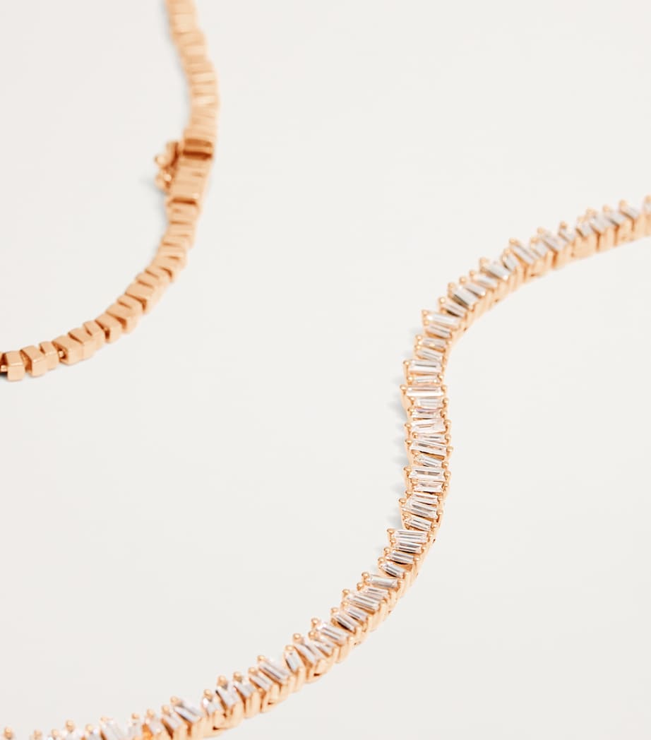 Suzanne Kalan rose gold diamond mini classic tennis necklace, UK version