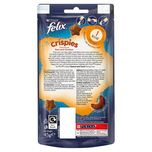 Felix Crispies Chicken & Beef Cat Treats   45g GOODS M&S   