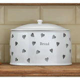 Argos Home white hearts stoneware bread bin (British brand)