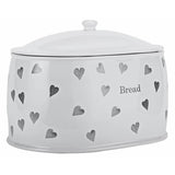 Argos Home white hearts stoneware bread bin (British brand)