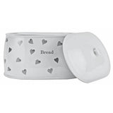 Argos Home white hearts stoneware bread bin (British brand)