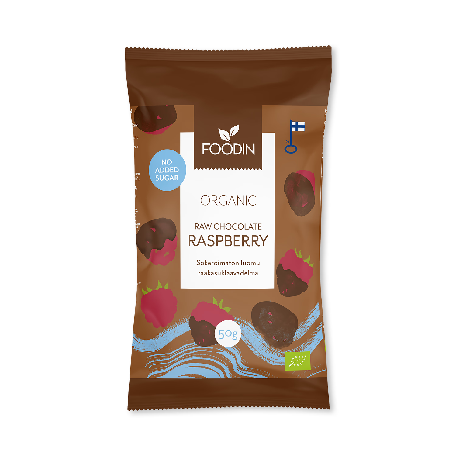 Organic raw chocolate with raspberry 8x50g, UK version