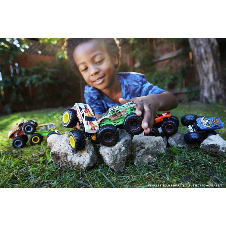 Hot Wheels Monster Trucks two-pack 1:64 scale character vehicles, imported from the UK