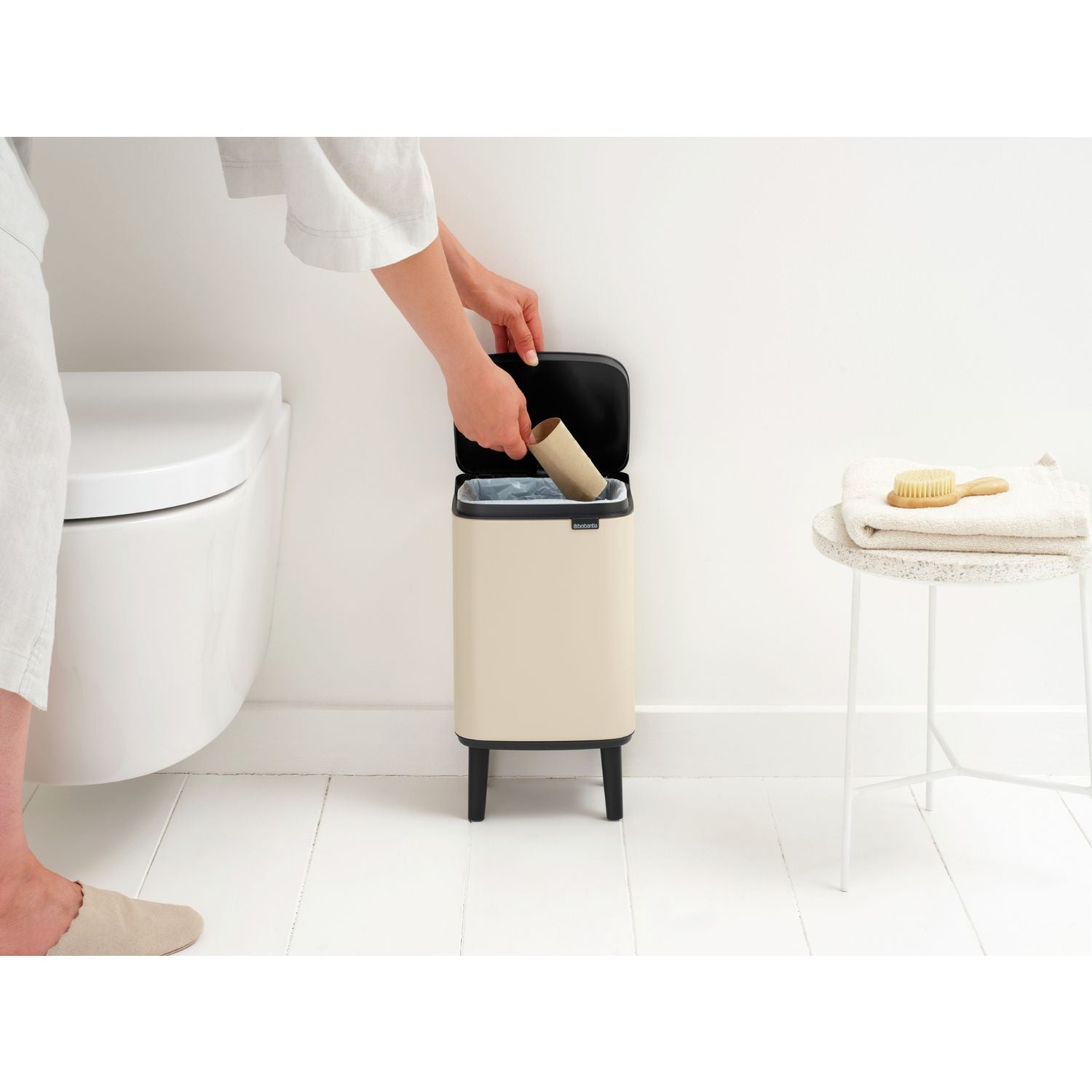 Brabantia waste bin soft beige 4 litre, imported from the UK