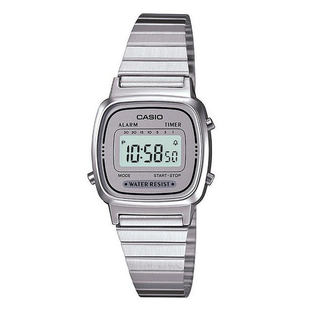 Casio watch chrome coloured stainless steel bracelet (British brand)