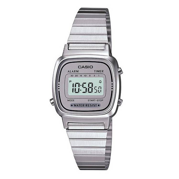 Casio watch chrome coloured stainless steel bracelet (British brand)