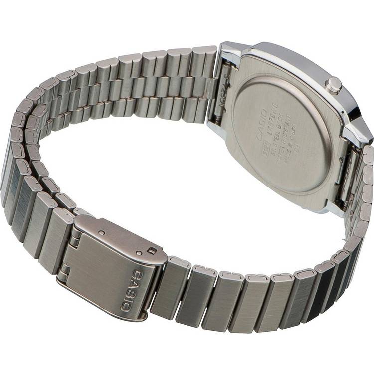 Casio watch chrome coloured stainless steel bracelet (British brand)
