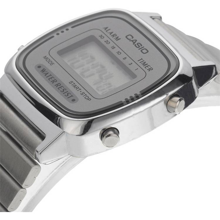 Casio watch chrome coloured stainless steel bracelet (British brand)