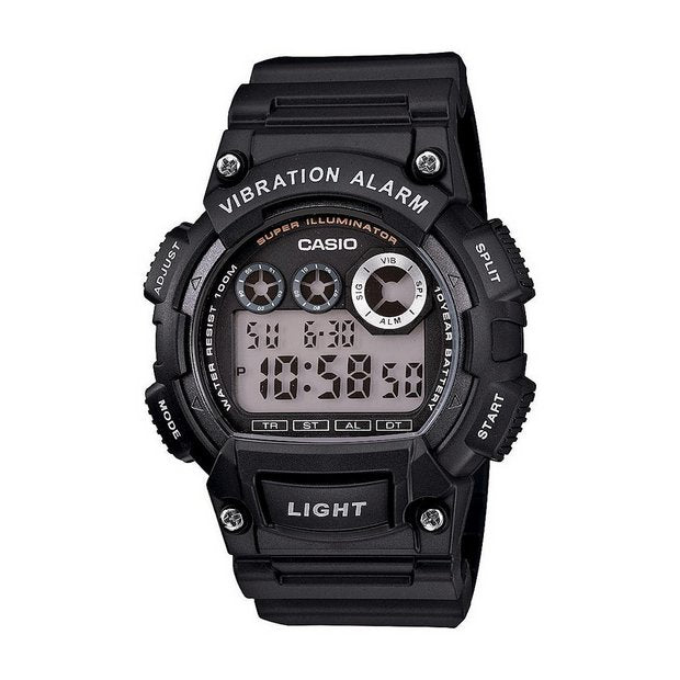Casio watch vibration alarm black resin strap, UK version