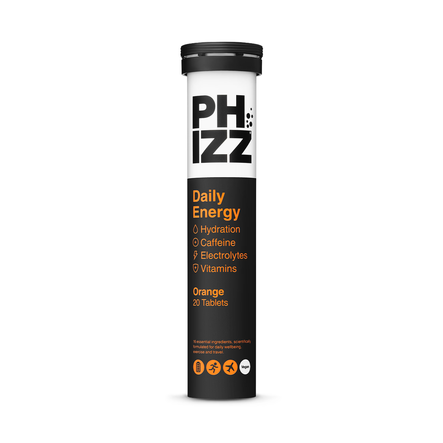 Phizz Daily Energy orange effervescent tablets 20 count (British brand)