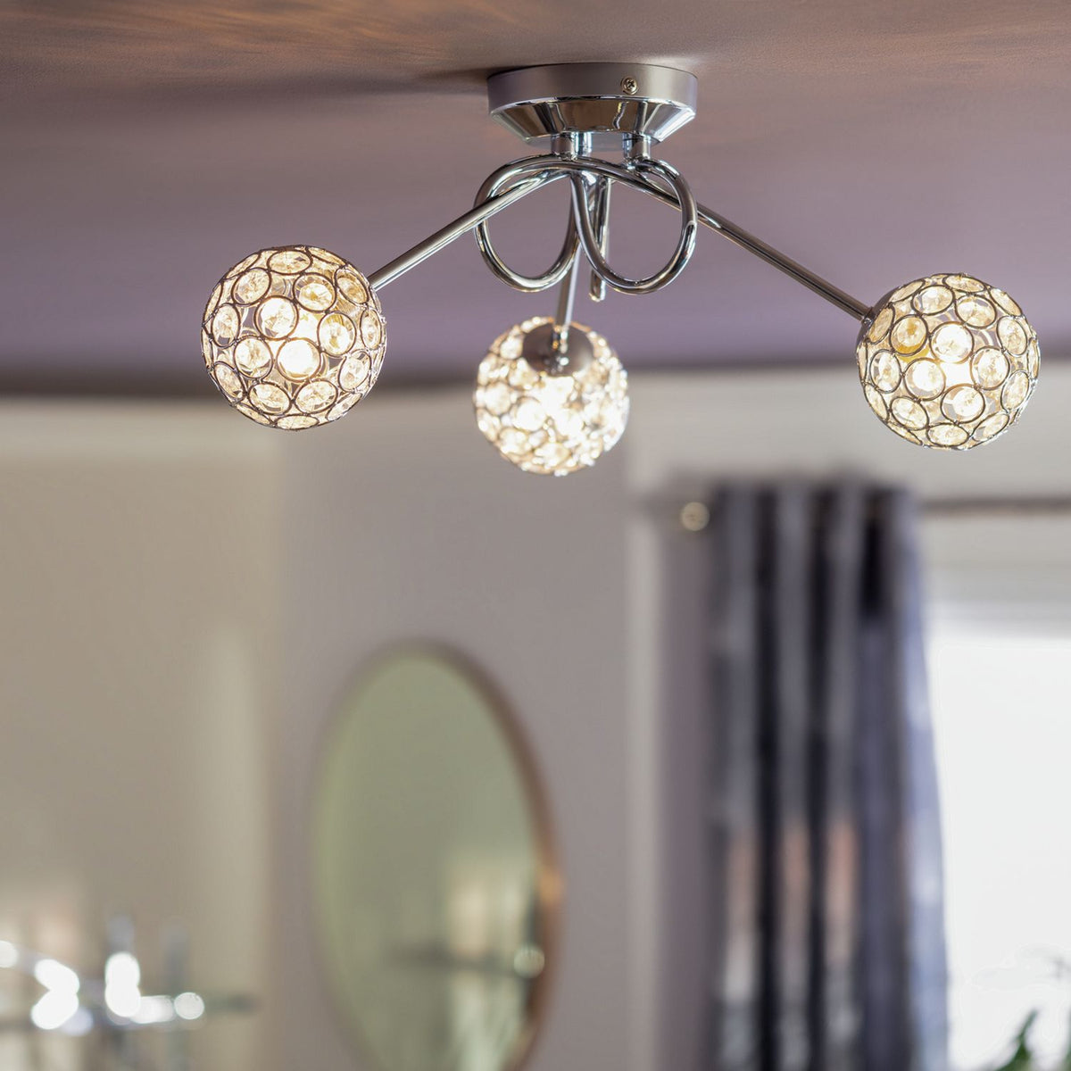 Argos Home three arm beaded ceiling light, imported from the UK