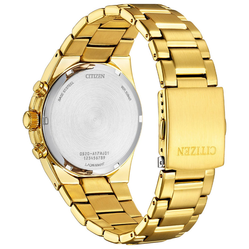 Citizen men's chronograph gold-plated bracelet watch (British brand)