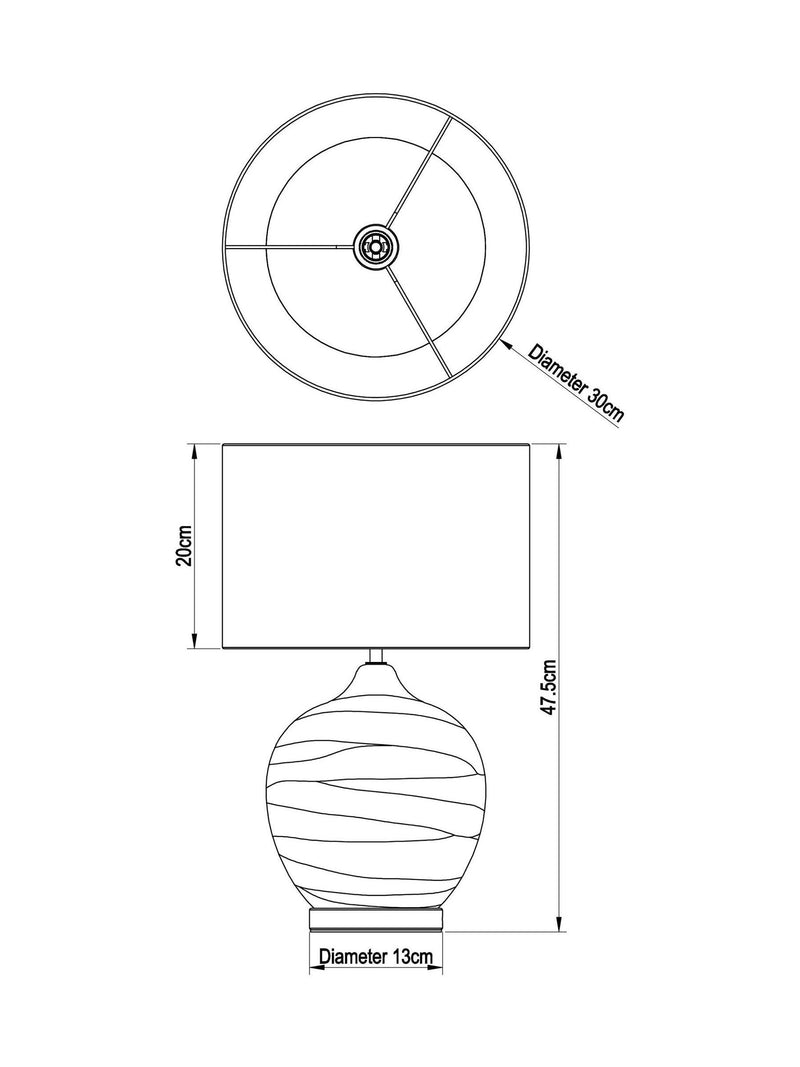 Rauchgraue Drizzle-Tischlampe groß, UK-Version