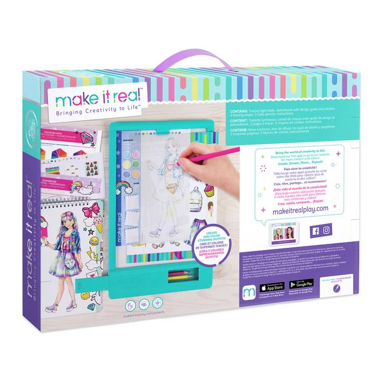 Make It Real fashion design set with light table - British product