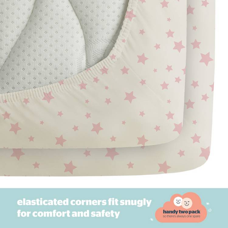 Silentnight pink fitted sheets for cot bed, UK version