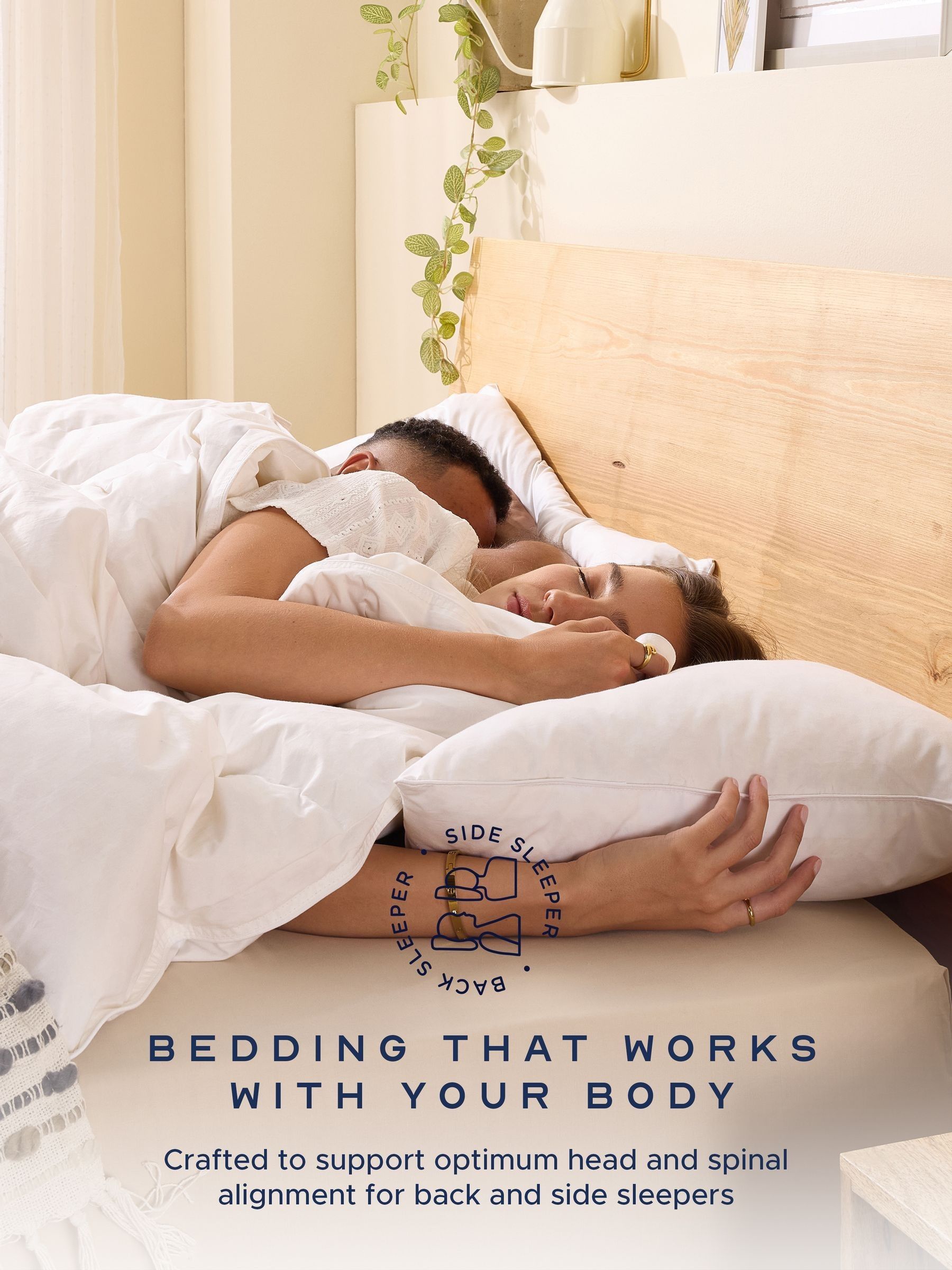 Snuggledown Scandi down medium back sleeper white pillows 2 pack (British brand)