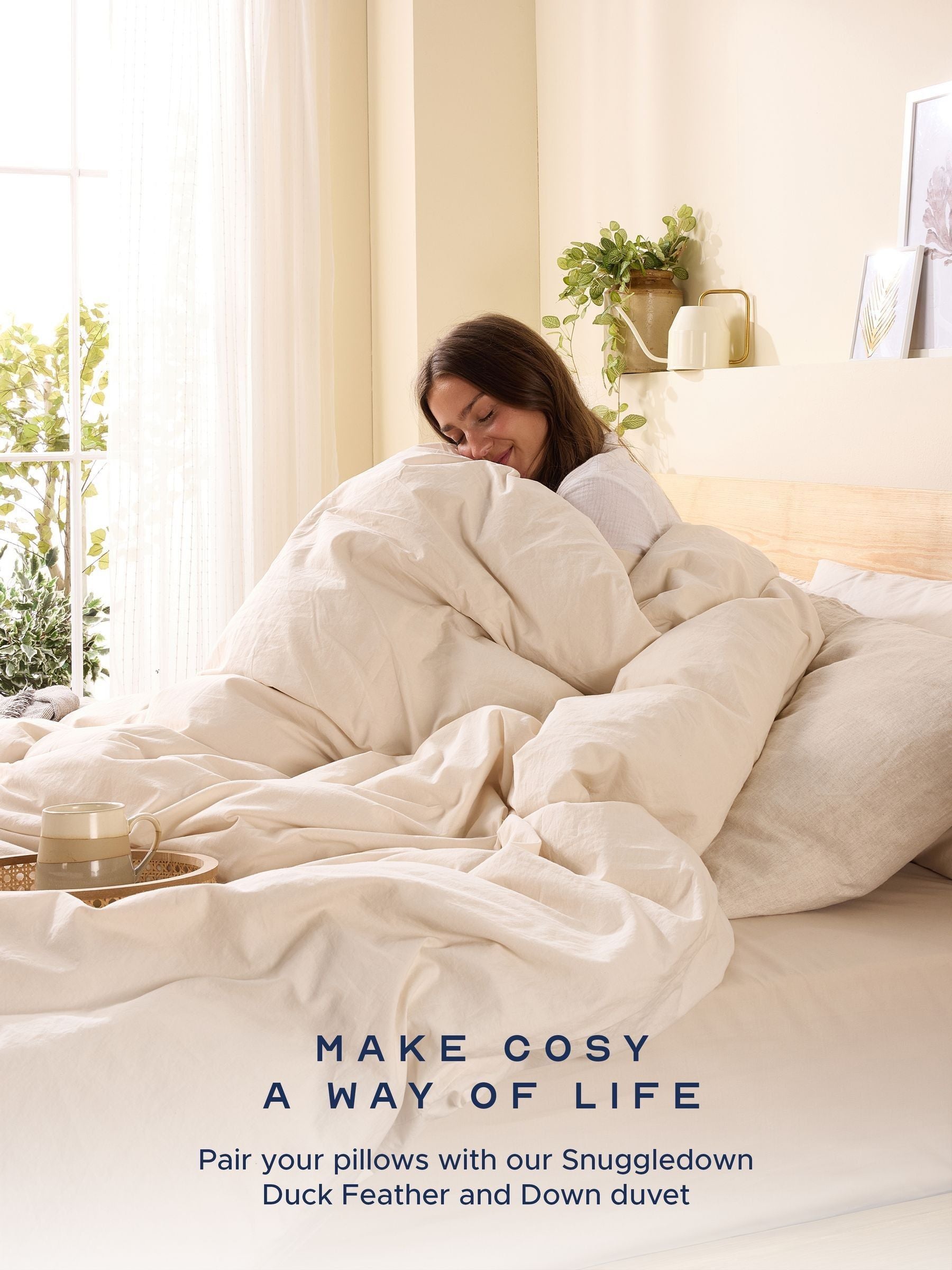Snuggledown Scandi down medium back sleeper white pillows 2 pack (British brand)
