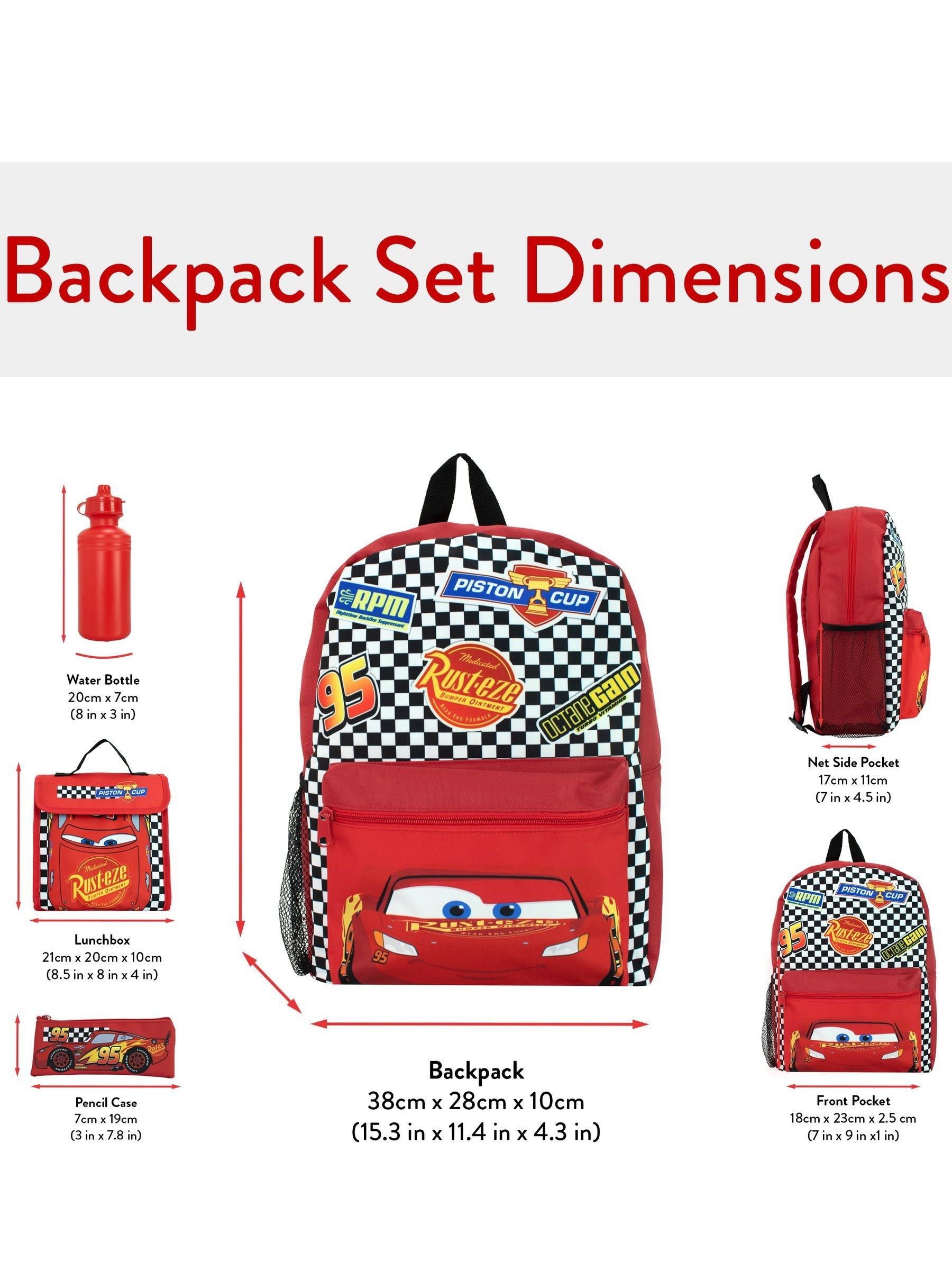 Disney Cars backpack set Lightning McQueen red 4 piece (British brand)