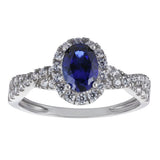 Revere cubic zirconia engagement ring with sapphire halo - British product