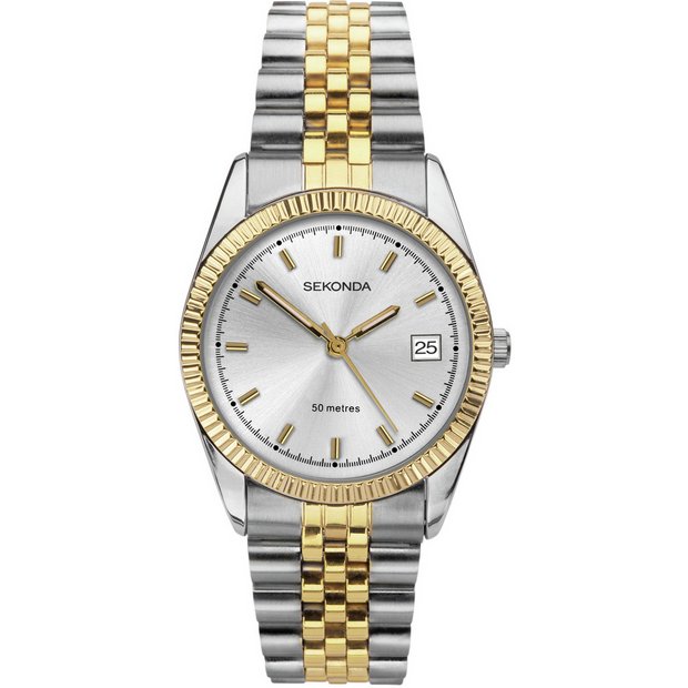 Sekonda men's two tone gold plated bracelet watch (British brand)