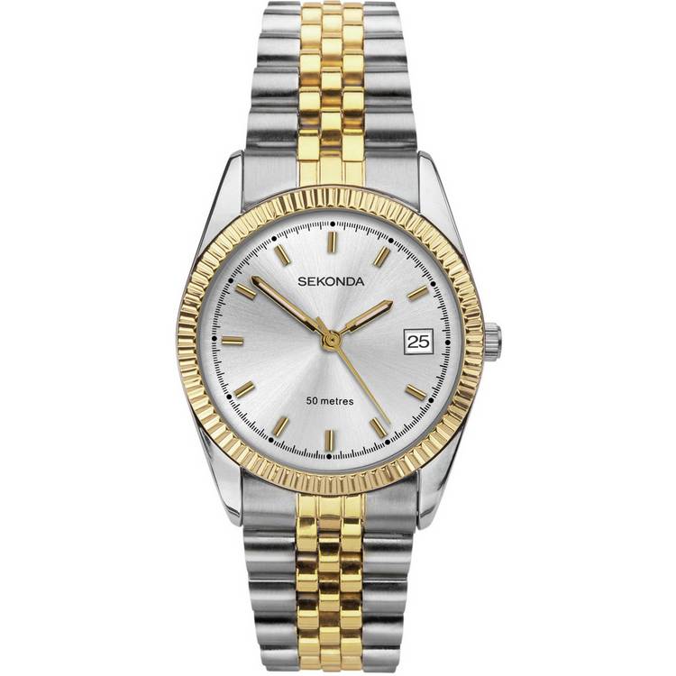 Sekonda men's two tone gold plated bracelet watch (British brand)