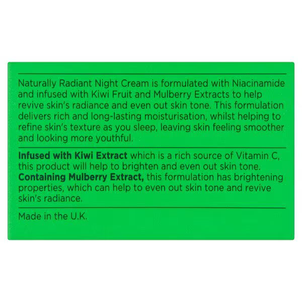 Naturally Radiant Night Cream 50ml, imported from the UK