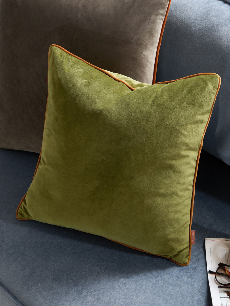 Furn Olive/Ginger Meridian Velvet 45 x 45cm Cushion Cover