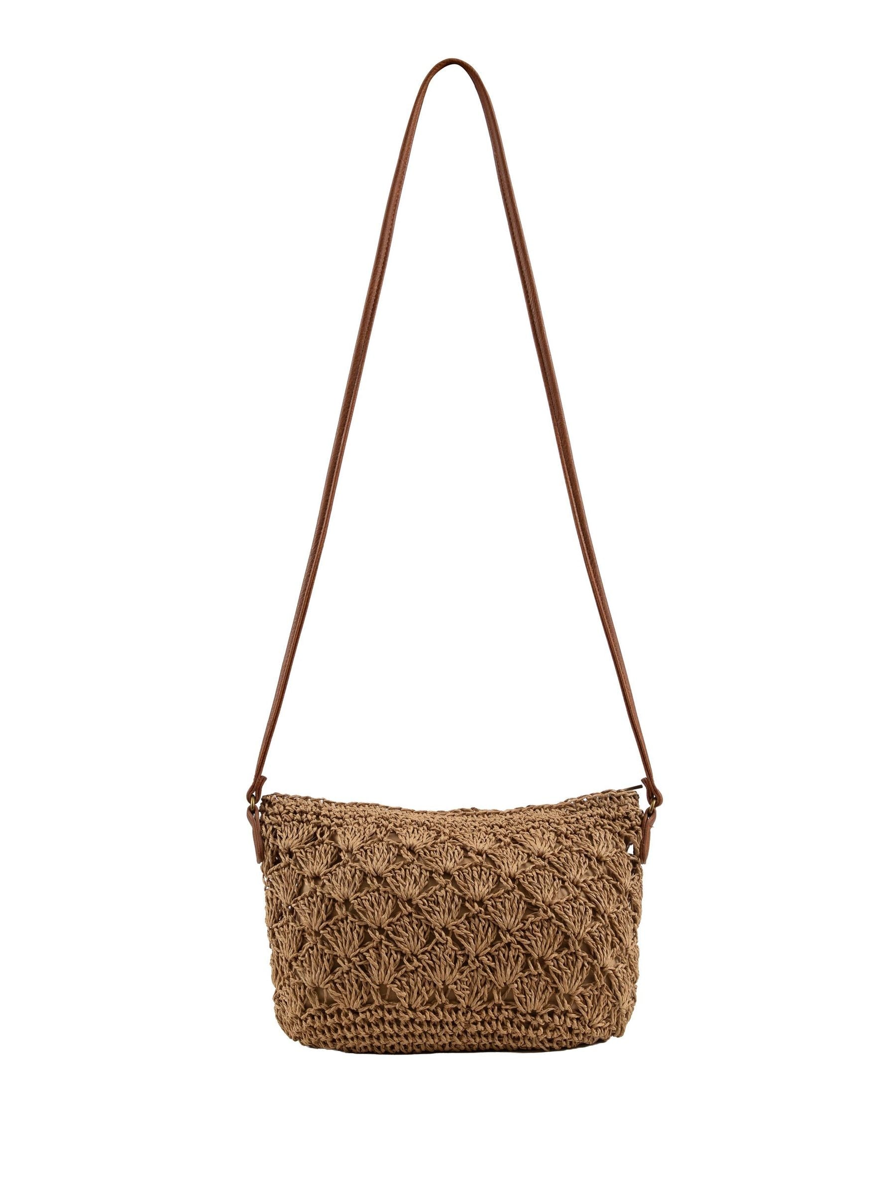 Weird Fish cream raffia effect cross body bag 28cm, imported from the UK