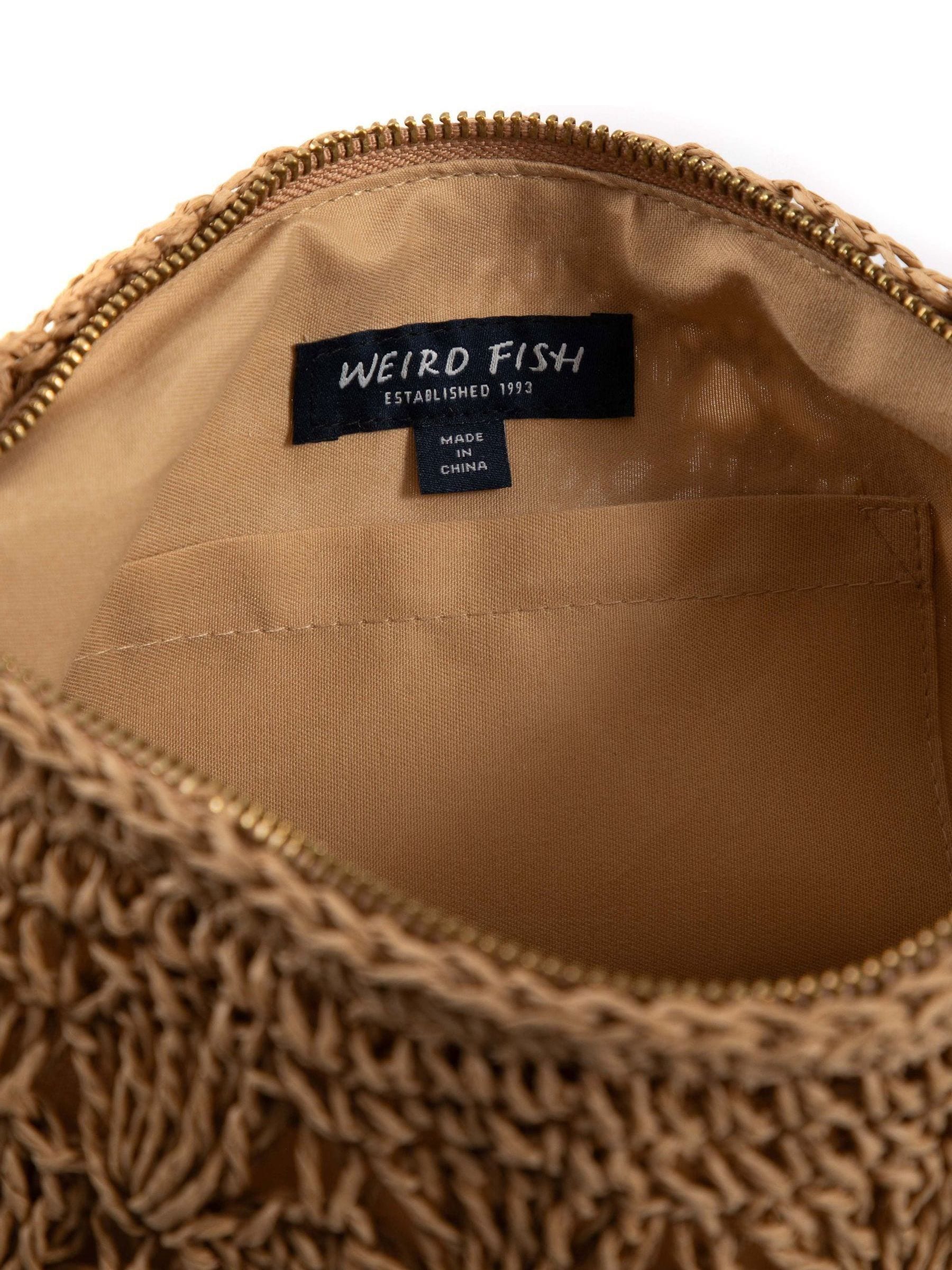 Weird Fish cream raffia effect cross body bag 28cm, imported from the UK