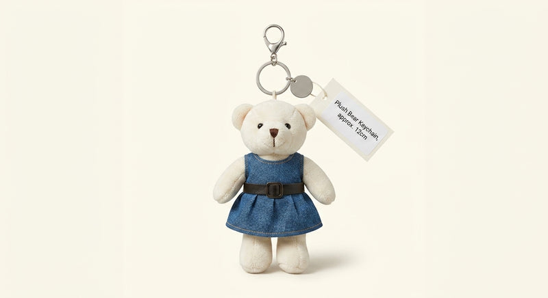 Prada teddy keychain charm with denim mini-dress 11cm - British product