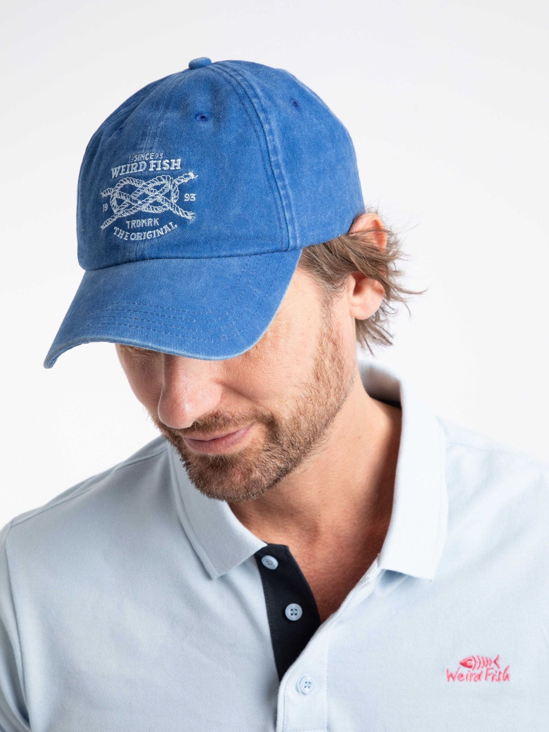 Weird Fish blue nautical knot twill cap, UK version