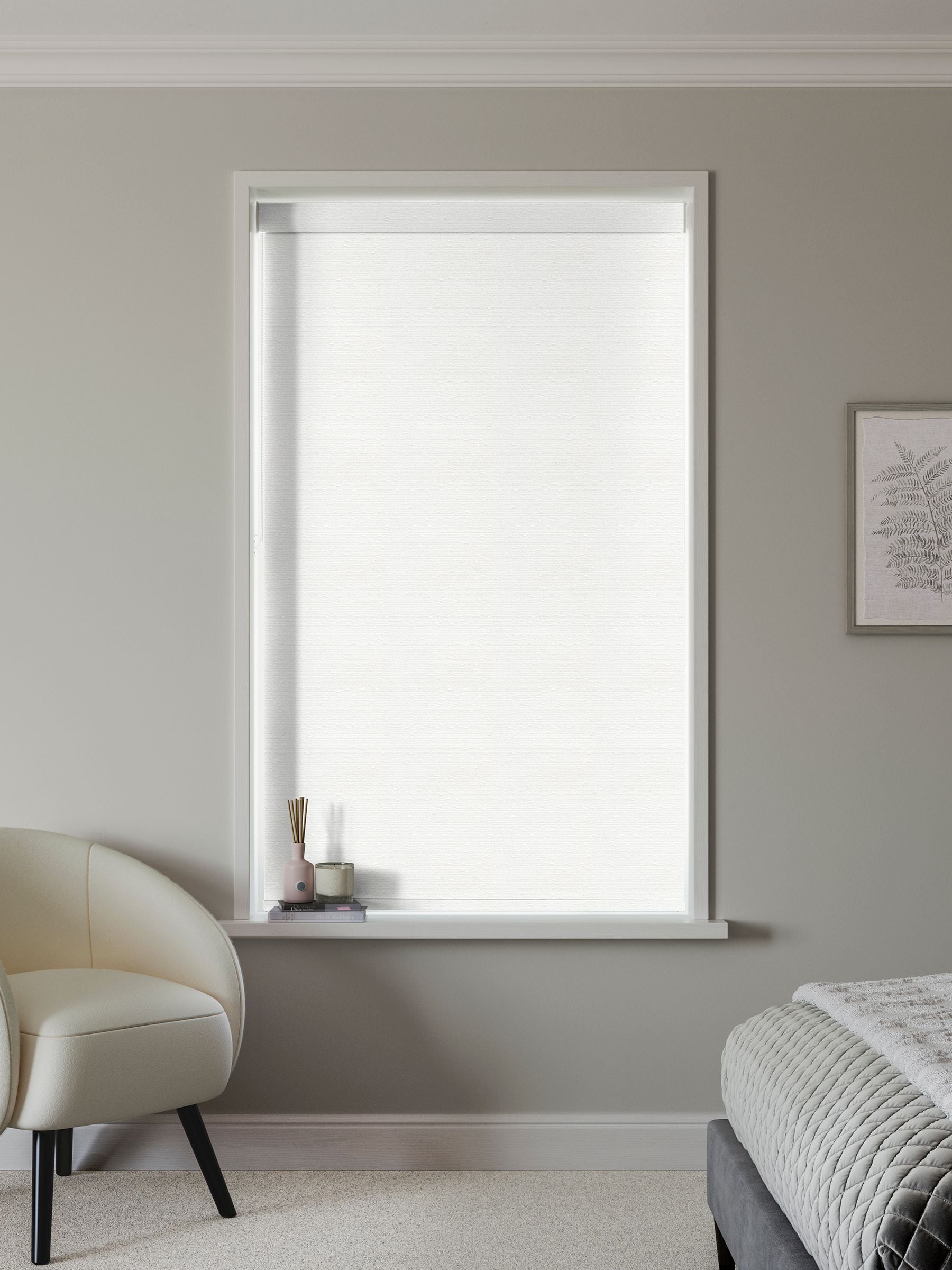Next White Raven made to measure roller blind, imported from the UK