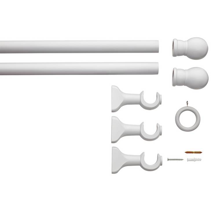 Argos Home grey wooden fixed curtain pole 240cm, imported from the UK