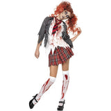 Smiffys zombie schoolgirl adult costume grey, imported from the UK