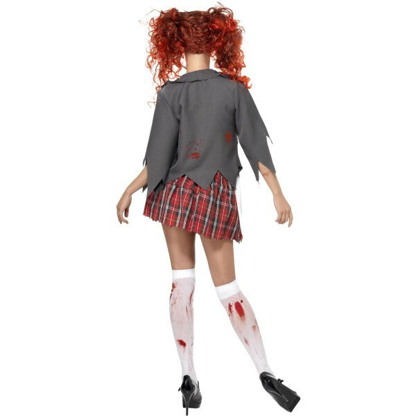 Smiffys zombie schoolgirl adult costume grey, imported from the UK