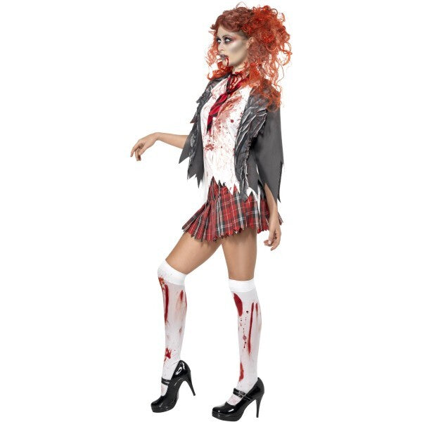 Smiffys zombie schoolgirl adult costume grey, imported from the UK