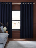 Navy blackout thermal cotton eyelet curtains - British product