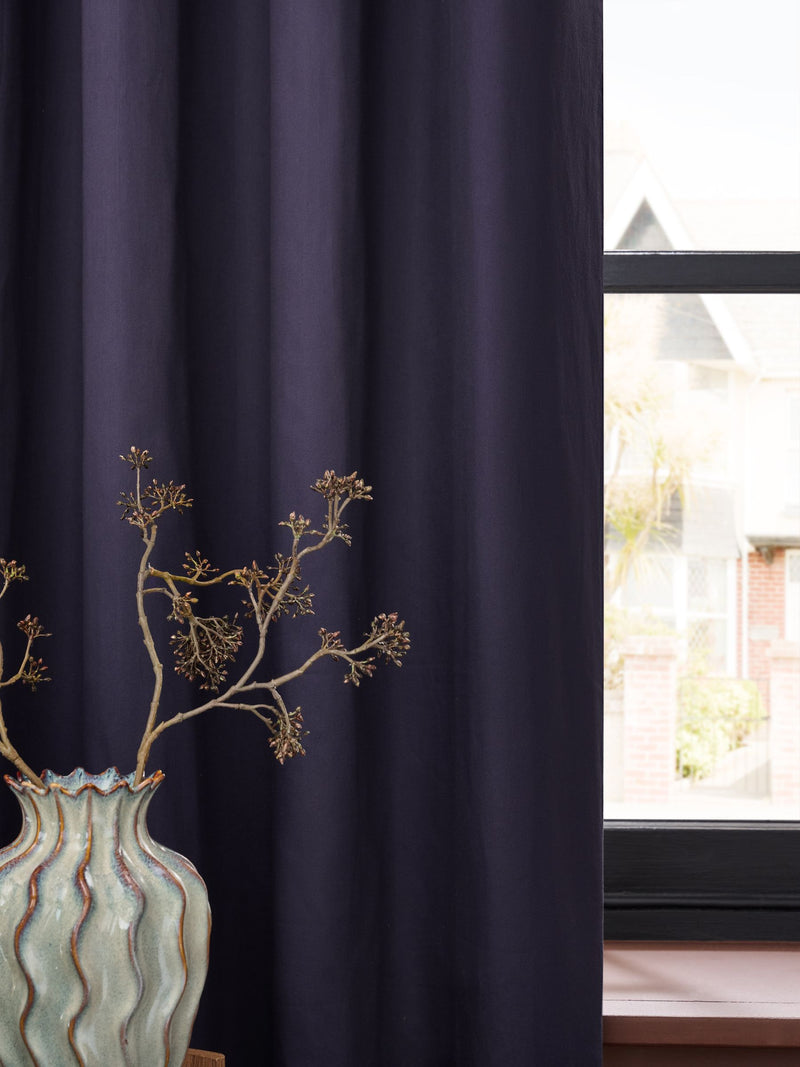 Navy blackout thermal cotton eyelet curtains - British product
