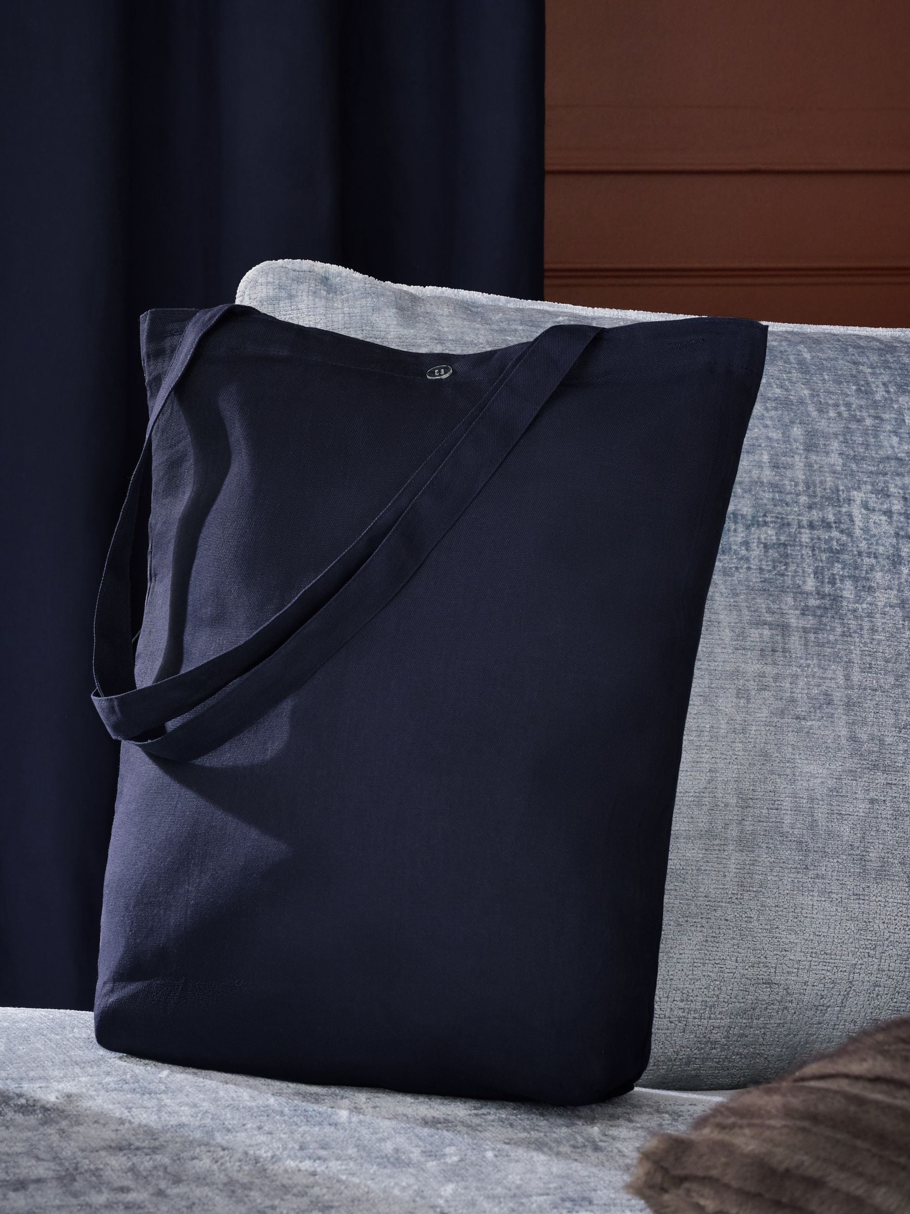 Navy blackout thermal cotton eyelet curtains - British product