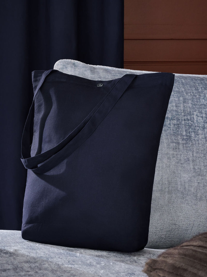Navy blackout thermal cotton eyelet curtains - British product