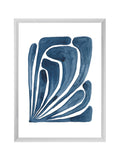 Brookpace Lascelles Blue Leaf II artwork in white frame 66x51cm - British product