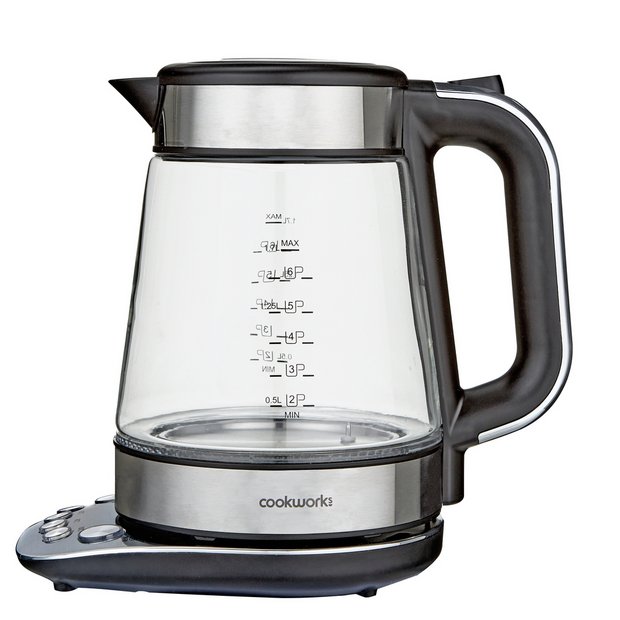 Cookworks variable temperature glass kettle 1.7L, imported from the UK