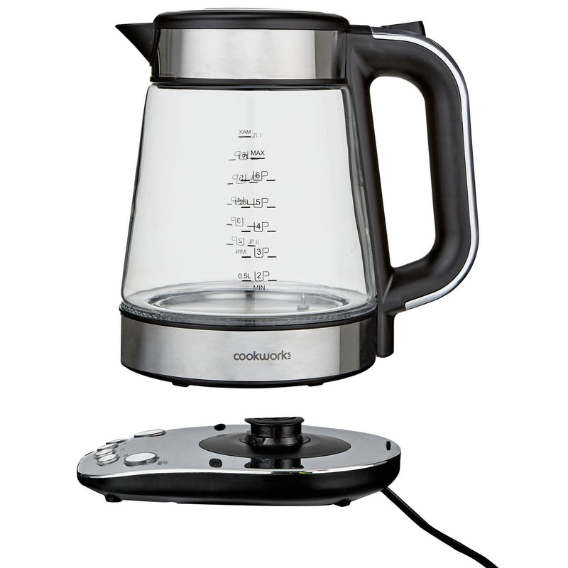 Cookworks variable temperature glass kettle 1.7L, imported from the UK
