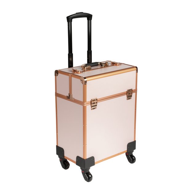 Pink professional make-up trolley case aluminium - British product