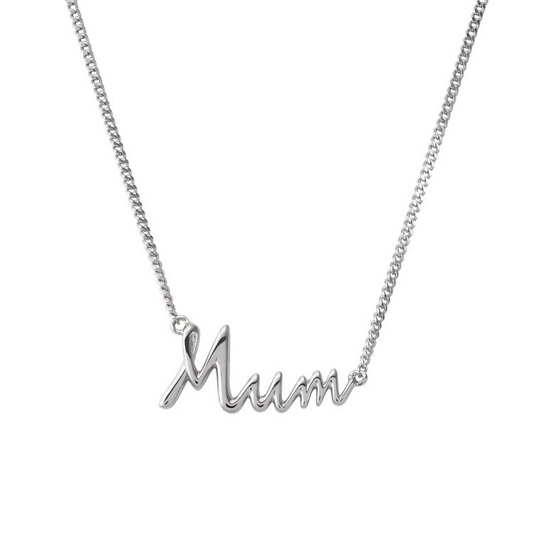 Moon & Back sterling silver Mum pendant with curb chain, UK version