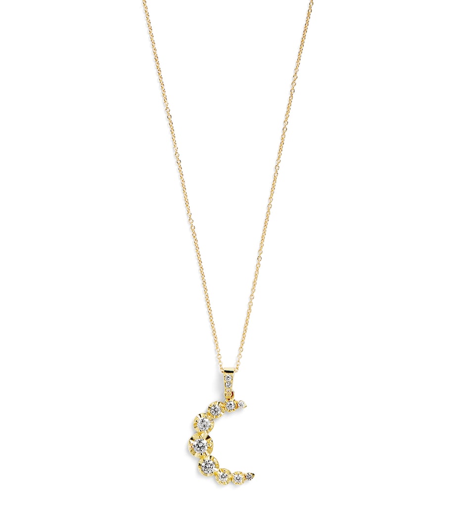 Jennifer Meyer moon necklace in yellow gold with diamonds (British brand)