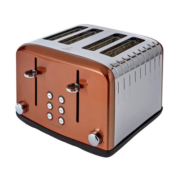 Cookworks Pyramid 4 Slice Toaster copper, imported from the UK