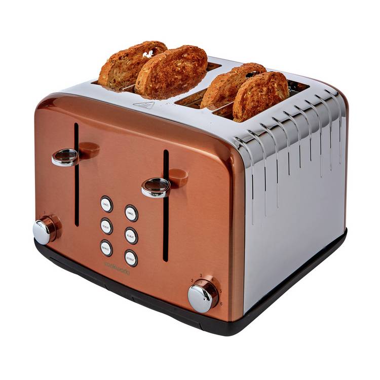 Cookworks Pyramid 4 Slice Toaster copper, imported from the UK