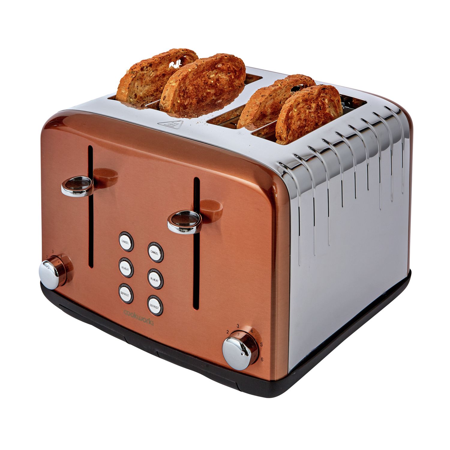 Cookworks Pyramid 4 Slice Toaster copper, imported from the UK